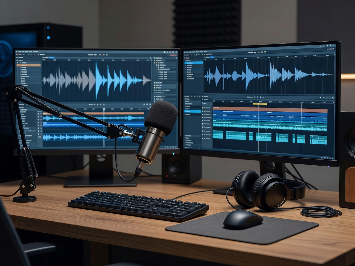 Descript text-based podcast and video editing software setup