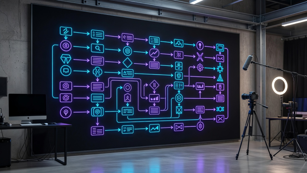 Step by step AI content creator workflow architecture diagram